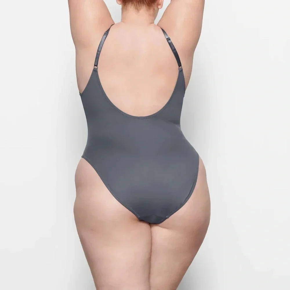 SKIMS Swim Scoop Neck One Piece Swimsuit in Gunmetal‎